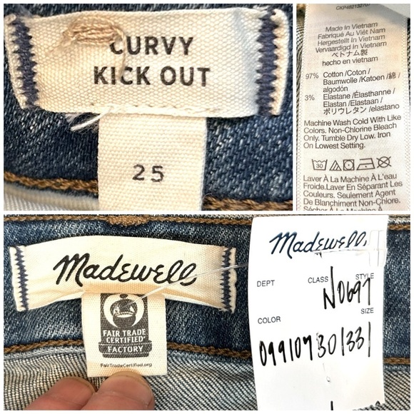 NWT Madewell Curvy Kick Out Crop Jeans in Medium Wash, Mid Rise, Size 25 - Picture 12 of 13